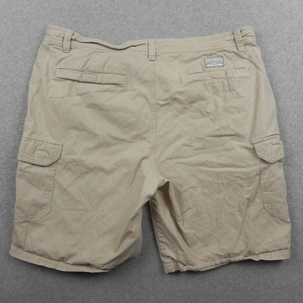 Columbia Cargo Shorts Mens 42W Tan Khaki Cotton Utility Hiking Outdoor Casual